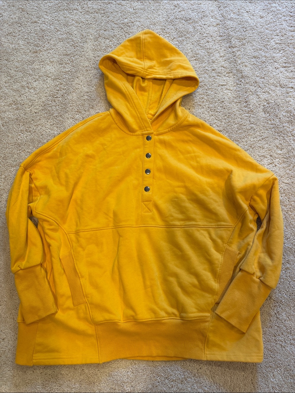 Women's Gold Hooded Pullover Sweatshirt with Snap-Placket